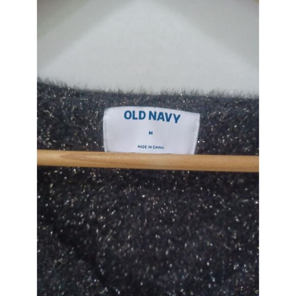 NWT Pointelle-Knit Button Cozy Soft Cardigan Sweater Medium Black Jack Shimmer - Picture 2 of 7